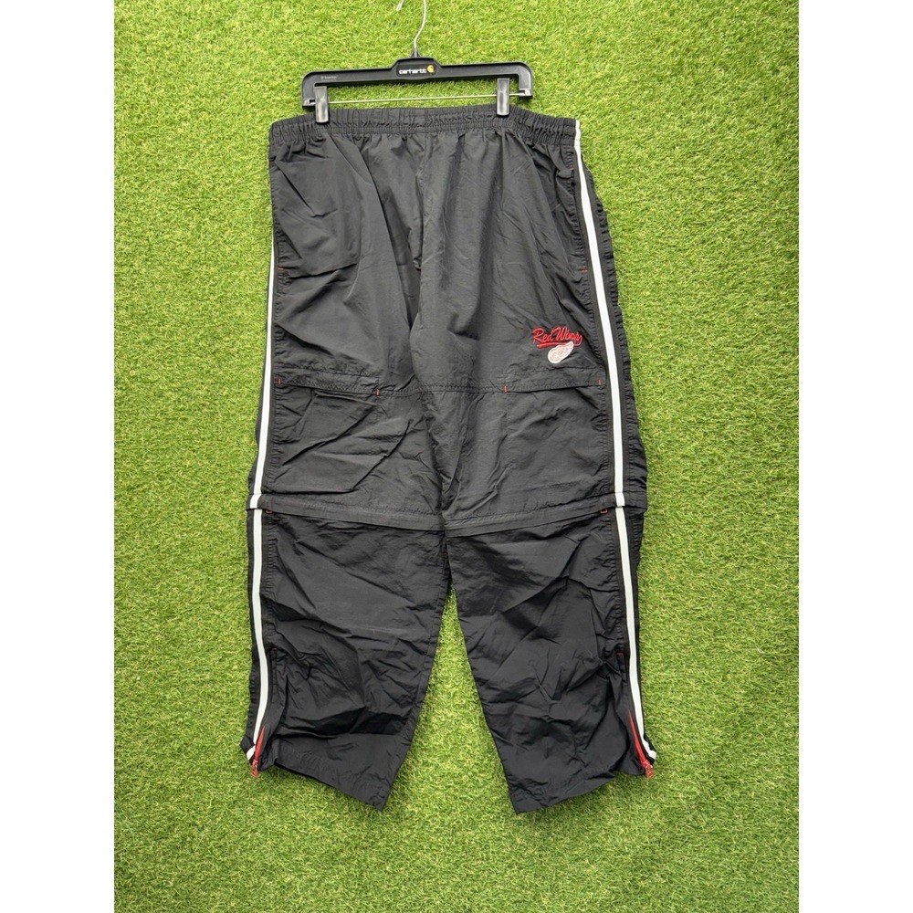 Vintage Detroit Red Wings Trackpants Mens XL Nylon Convertible Pro Edge Black